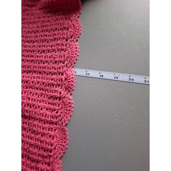 NY Collection Hand Crocheted Short Sleeve Cardigan Womens XL Pink - Picture 7 of 7